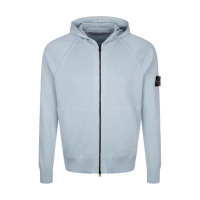 Stone Island Sky Blue Solid Color Zip-Up Hoodie Jacket Men 8015547B2-V0041