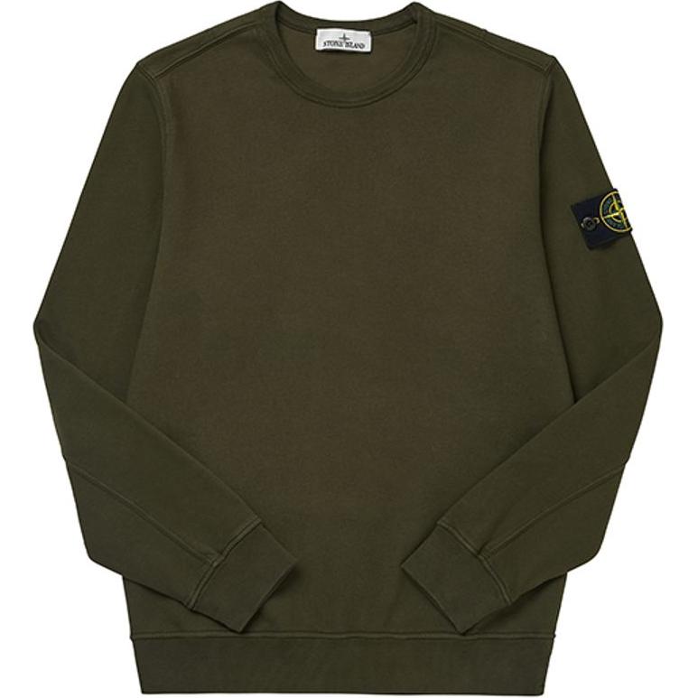 Stone Island Slim Fit Crewneck Long Sleeve Pullover Sweatshirt Dark Green 711562720-V0058