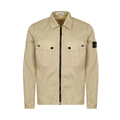 Stone Island Solid Beige Zip-Up Pocket Jacket for Men 771510910-V0090