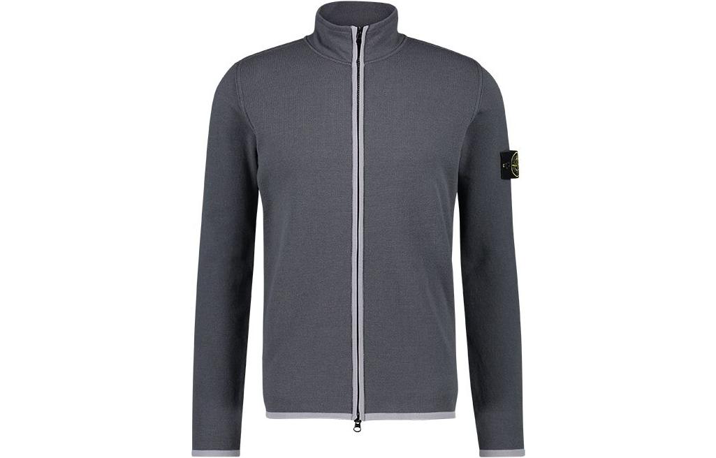 Stone Island Solid Color Arm Patch Zip High Neck Jacket Men’s Grey 7915503A1-V0062