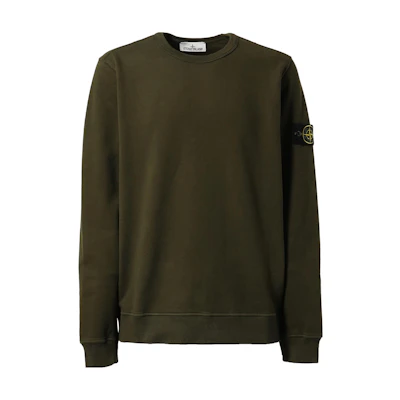 Stone Island Solid Color Badge Crewneck Sweatshirt Khaki 7915-624-20-OLV