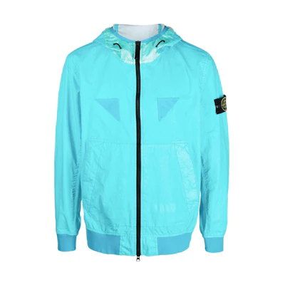 Stone Island Solid Color Badge Hooded Jacket Turquoise 781540723-V0042