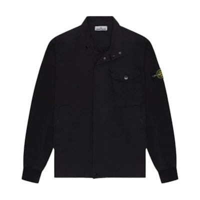 STONE ISLAND Solid Color Badge Zip-Up Collar Jacket Black Outerwear 721544321-V0029