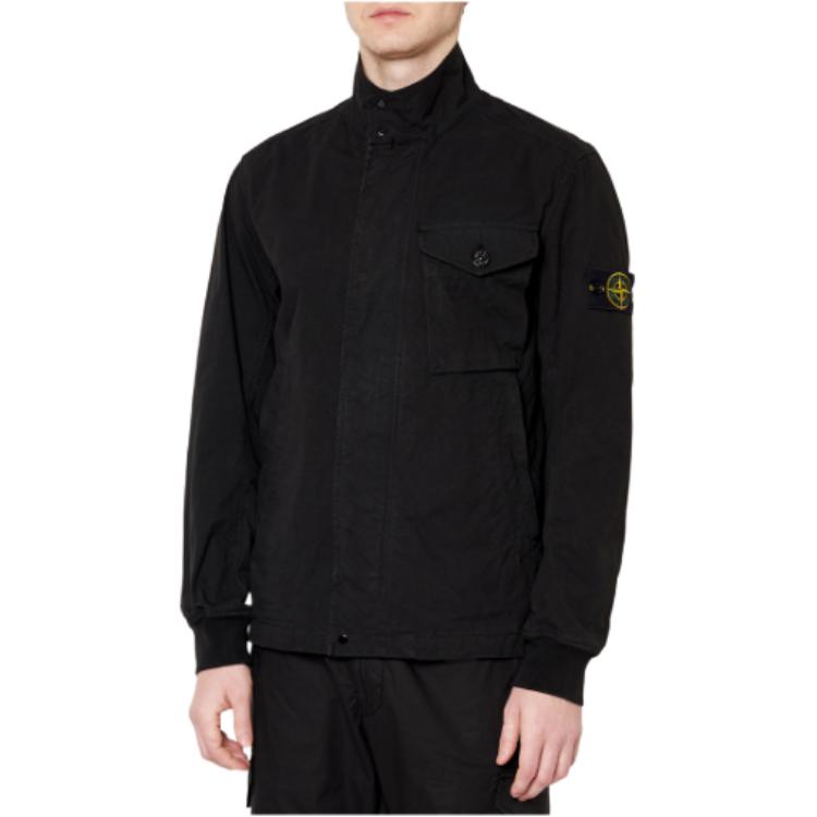 STONE ISLAND Solid Color Badge Zip-Up Collar Jacket Black  Outerwear 721544321-V0029 圖 4
