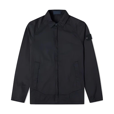 Stone Island Solid Color Badge Zip Polo Jacket Men’s Black 7315116F4-V0020