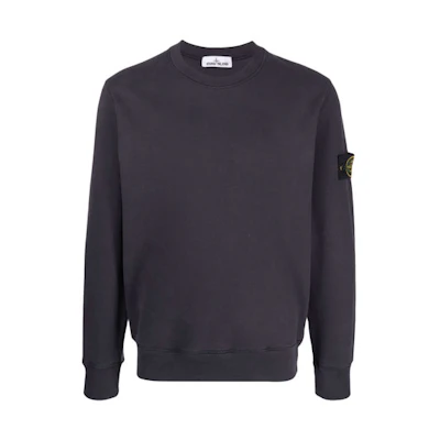 Stone Island Solid Color Blue Long Sleeve Sweatshirt 751563020-V0026