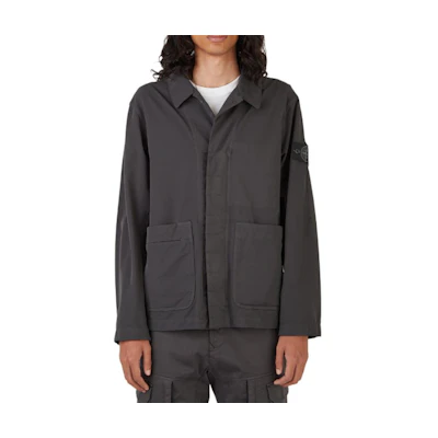 Stone Island Solid Color Button-Up Collar Jacket - Gray 751940604-V1065
