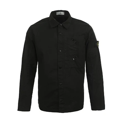 Stone Island Solid Color Button Badge Long Sleeve Jacket Unisex Black 811511910-V0029