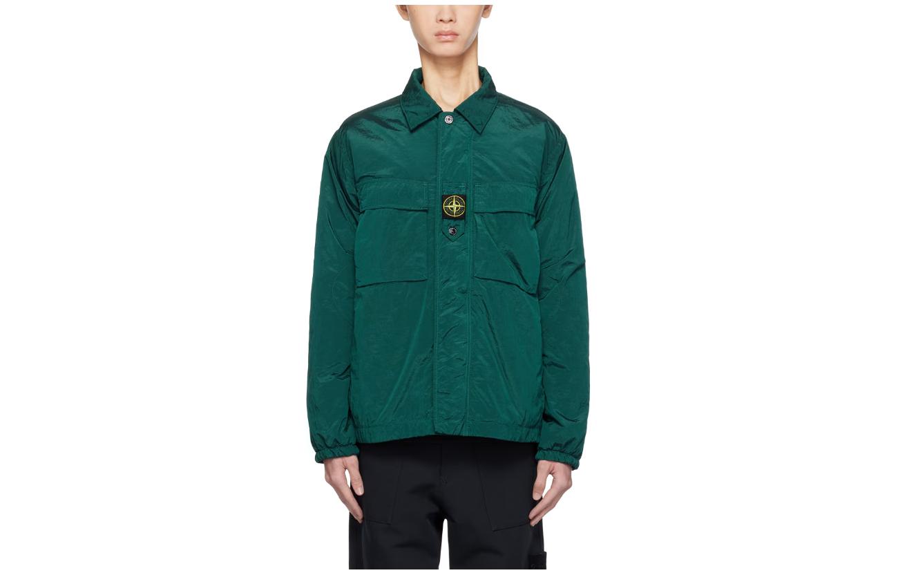 Stone Island Solid Color Collared Jacket Blue Green Long Sleeve 7915Q0819-V0057