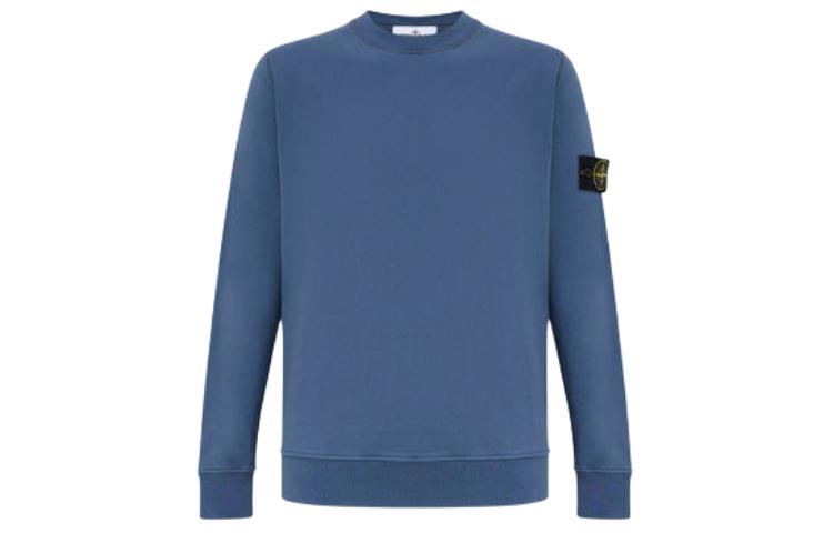 Stone Island Solid Color Crewneck Casual Long Sleeve Sweatshirt Men Blue 801563051-V0024