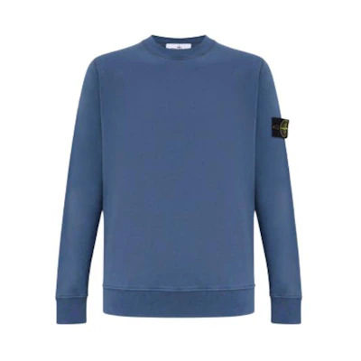 Stone Island Solid Color Crewneck Casual Long Sleeve Sweatshirt Men Blue 801563051-V0024