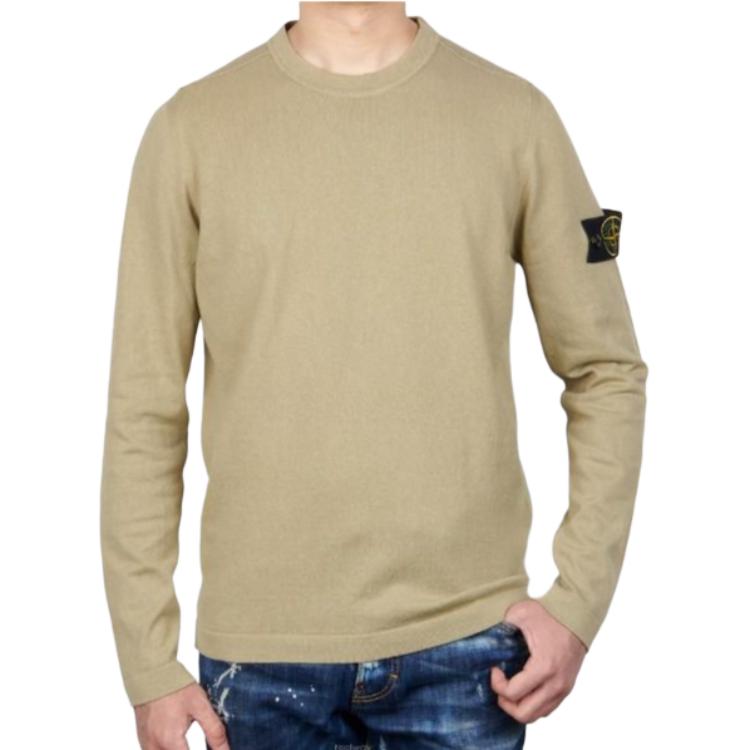 Stone Island Solid Color Crewneck Logo Slim Fit Sweatshirt Unisex Green 7215532B9-V0098