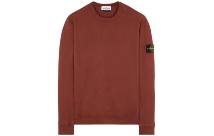Stone Island Solid Color Crewneck Long-Sleeve Sweatshirt Red 791562420-V0077