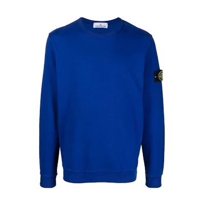 Stone Island Solid Color Crewneck Long Sleeve Sweatshirt Navy Blue 791562420-V0022