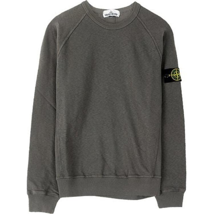 Stone Island Solid Color Crewneck Long Sleeve Sweatshirt Grey 721566060-V0063