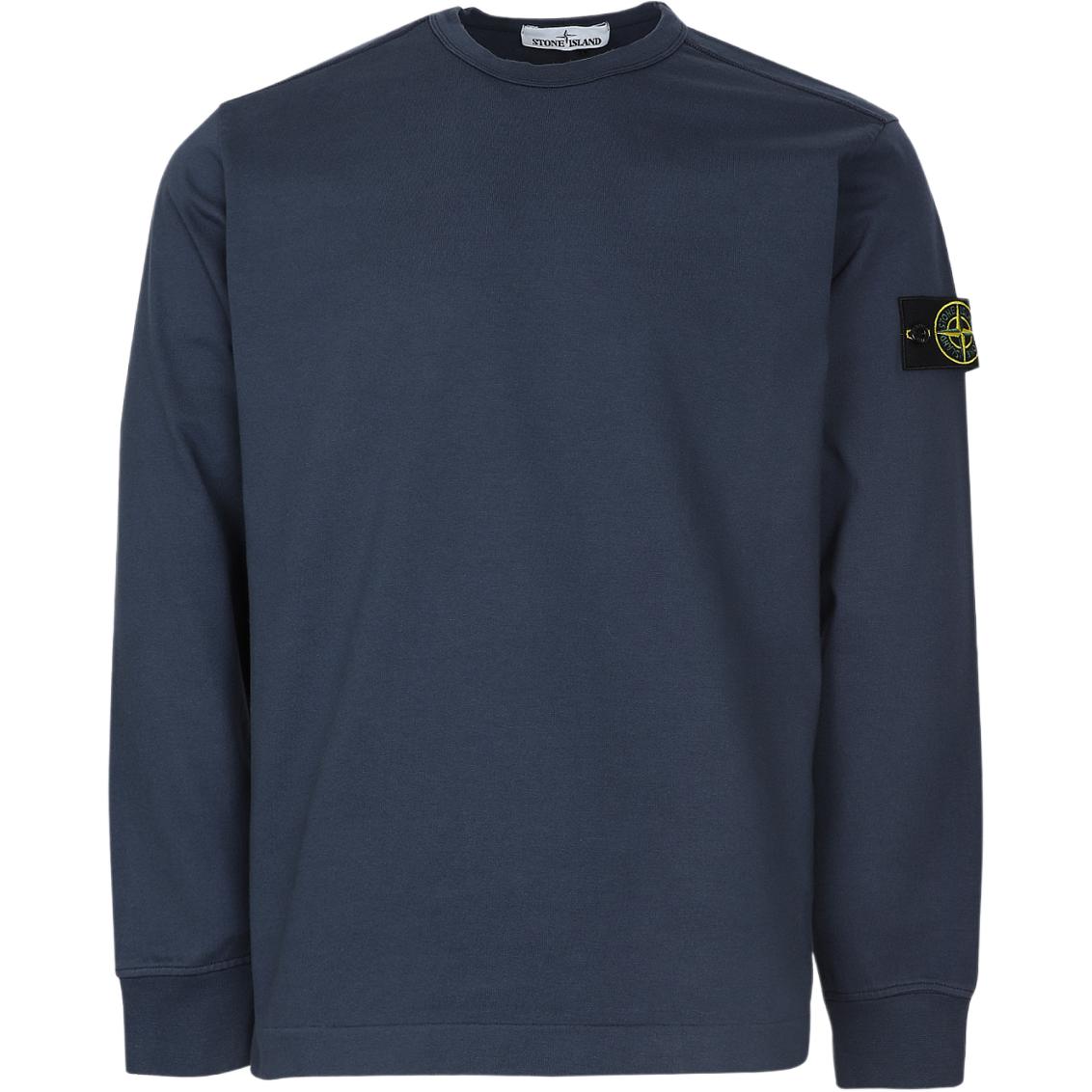 Stone Island Solid Color Crewneck Long Sleeve Sweatshirt Men’s Navy Blue 741564450-V0024