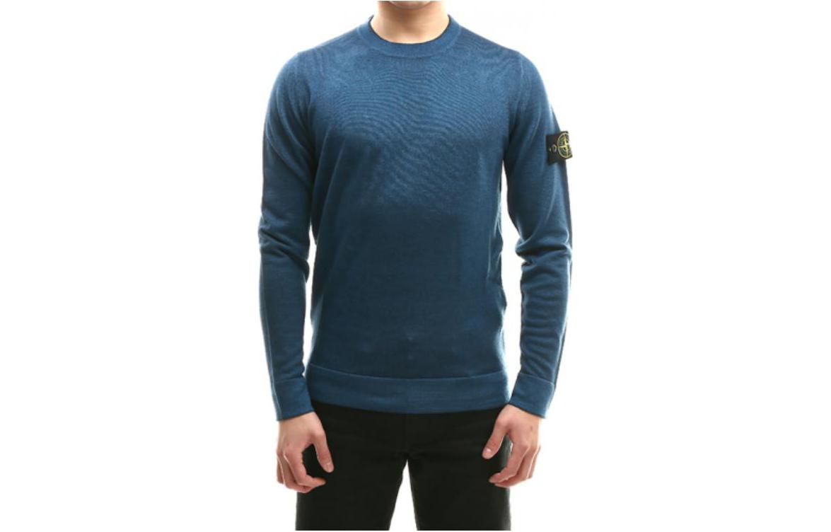 Stone Island Solid Color Crewneck Long Sleeve Sweatshirt Men’s Blue 7115572A8-V0024