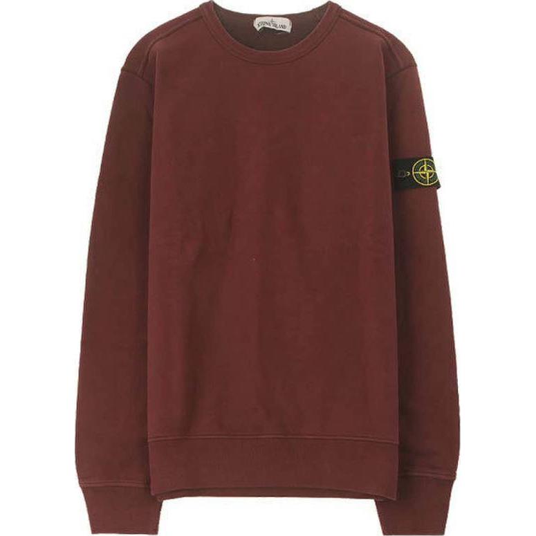 Stone Island Solid Color Crewneck Long Sleeve Sweatshirt Maroon 711562720-V0011