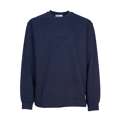 Stone Island Solid Color Crewneck Loose Fit Sweatshirt Blue 791565477-V0020