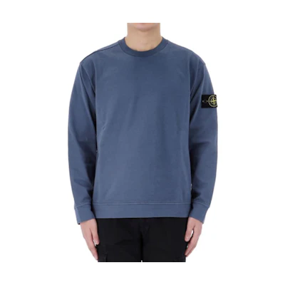 Stone Island Solid Color Crewneck Pullover Long Sleeve Sweatshirt Blue Men 801563750-V0024