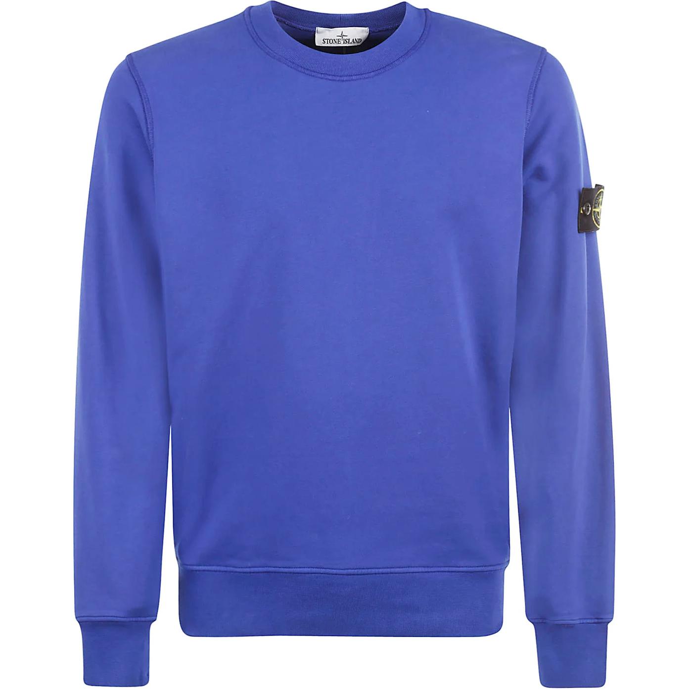 Stone Island Solid Color Crewneck Pullover Sweatshirt Men’s Blue 791563051-V0022