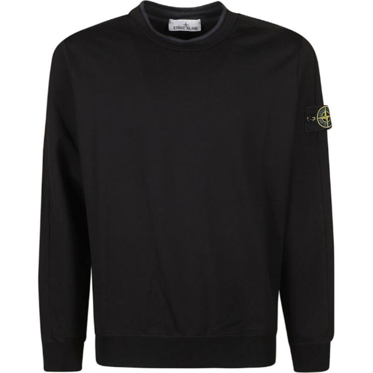 Stone Island Solid Color Crewneck Pullover Sweatshirt Navy Blue 801564752-V0020