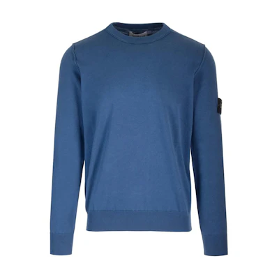Stone Island Solid Color Crewneck Pullover Sweatshirt Navy Blue 8015540B2-V0024