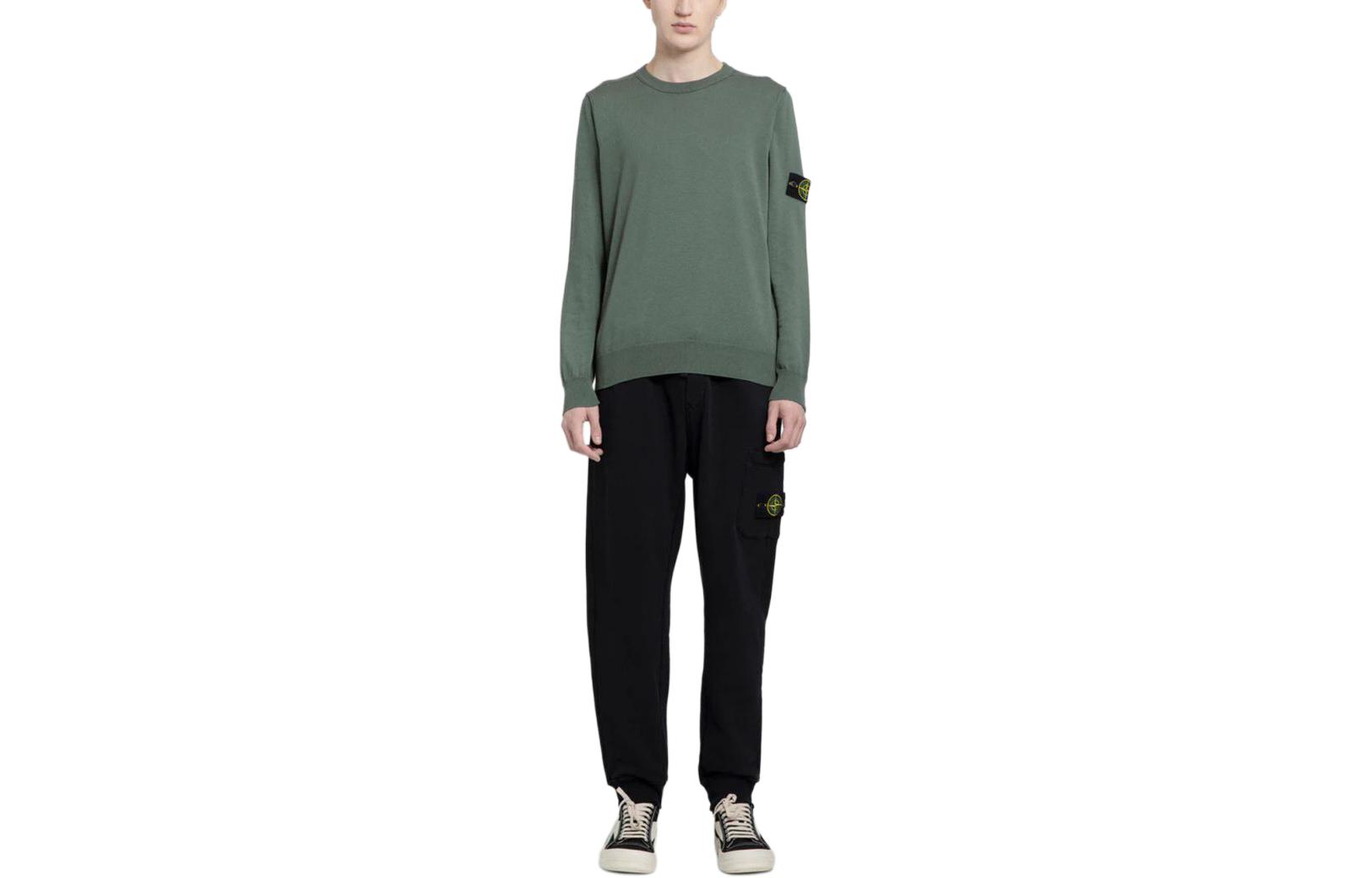 Stone Island Solid Color Crewneck Pullover Sweatshirt Green - 8015540B2-V0059