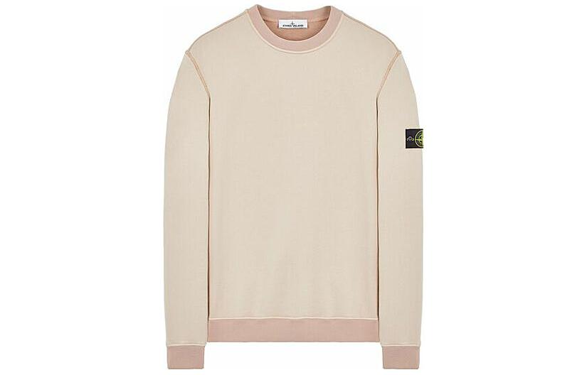 Stone Island Solid Color Crewneck Slim Fit Long Sleeve Sweatshirt Beige 751563547-V0082