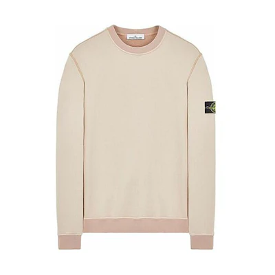 Stone Island Solid Color Crewneck Slim Fit Long Sleeve Sweatshirt Beige 751563547-V0082
