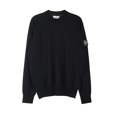 Stone Island Solid Color Crewneck Slim Fit Long Sleeve Sweatshirt Black 7615516B2-V0029