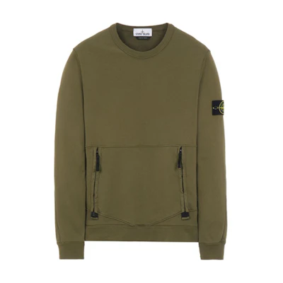 Stone Island Solid Color Crewneck Sweatshirt Khaki 741563451-V0058