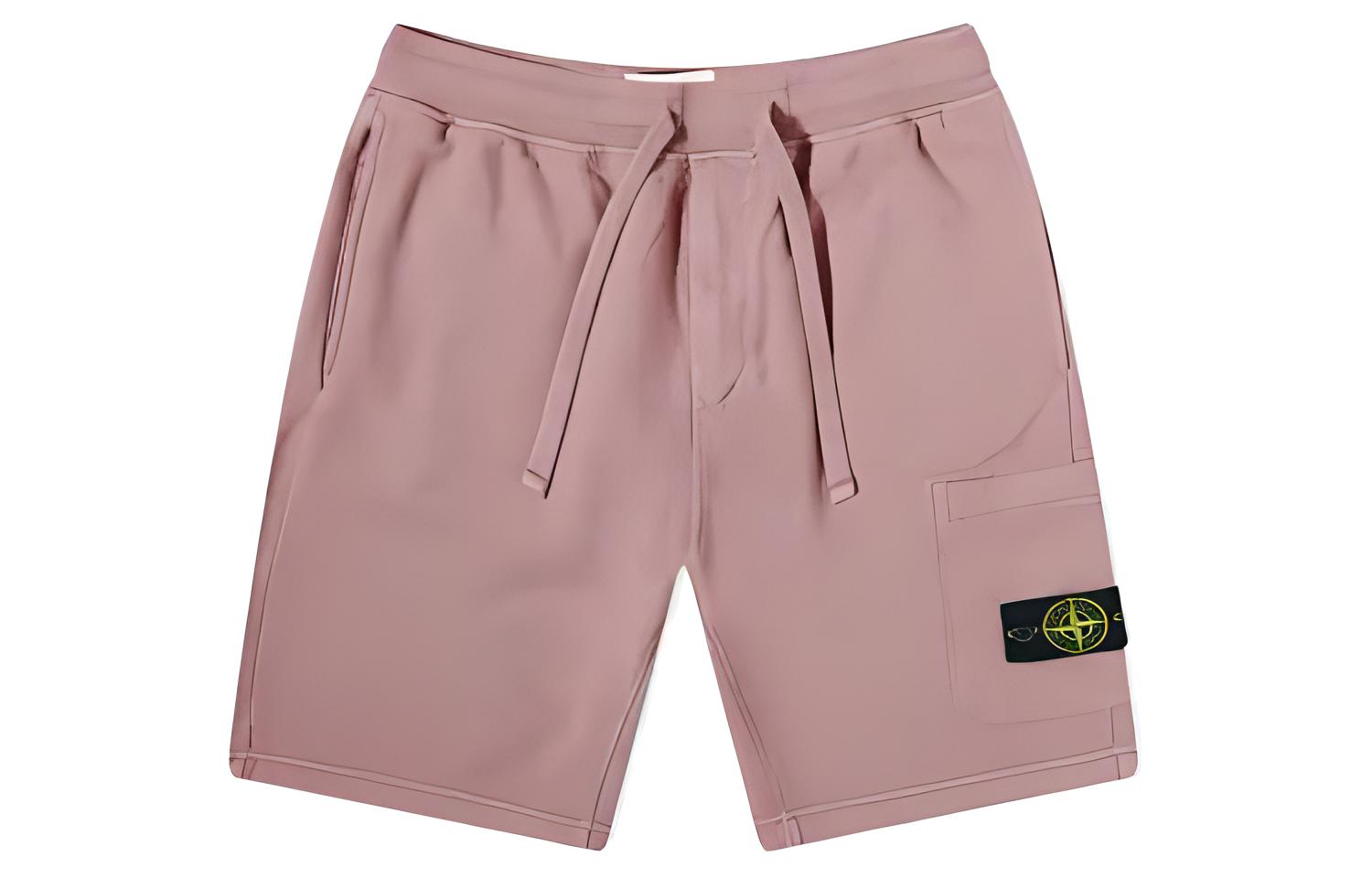 Stone Island Solid Color Drawstring Shorts with Large Pockets for Men. 771564620-V0086