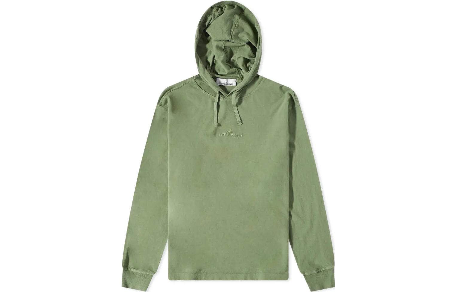 Stone Island Solid Color Embroidered Logo Hoodie Men’s Army Green 781520644-V0055