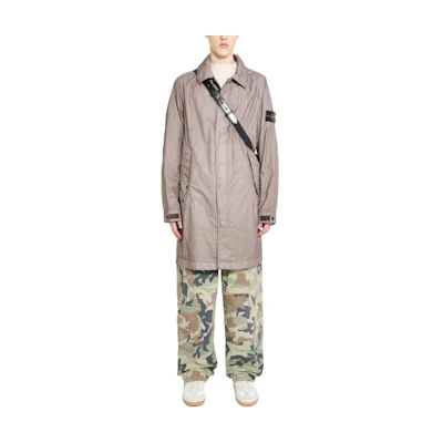 Stone Island Solid Color Embroidered Logo Long Sleeve Jacket Men in Taupe 801570323-V0092