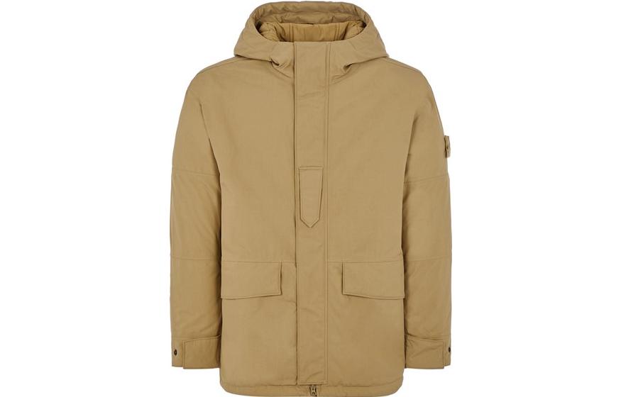 Stone Island Solid Color Hidden Zipper Hooded Jacket Unisex Khaki 7915420F1-V0090