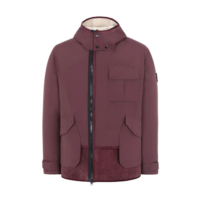 STONE ISLAND Solid Color Hooded Jacket Wine Red 711541430-V0011