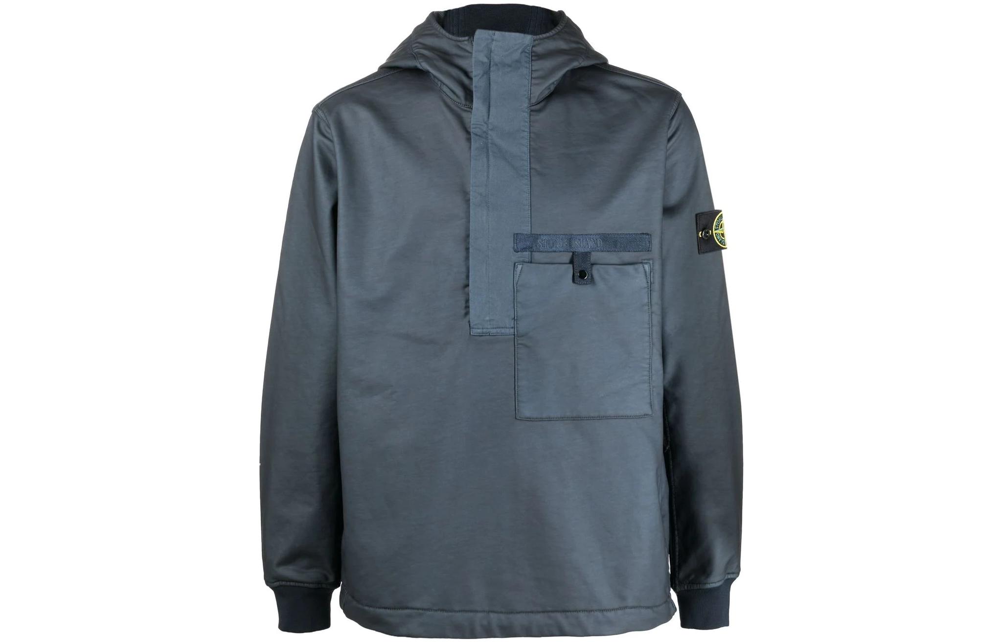 Stone Island Solid Color Hooded Long Sleeve Jacket for Men 761543129-V0024