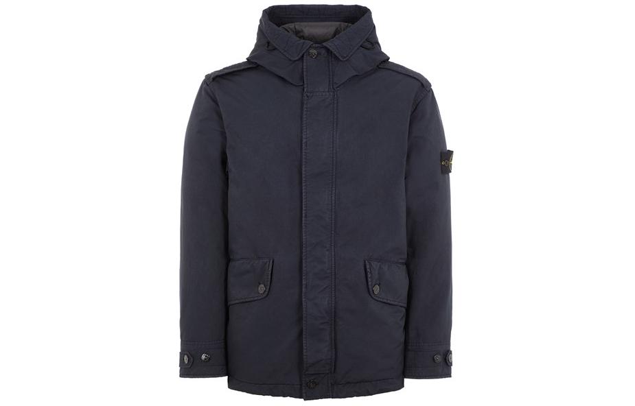 Stone Island Solid Color Hooded Pocket Jacket Navy Blue Long Sleeve 741541932-V0020