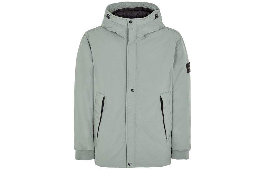 Stone Island Solid Color Hooded Zip Fitted Jacket Men’s Green 791541826-V0055