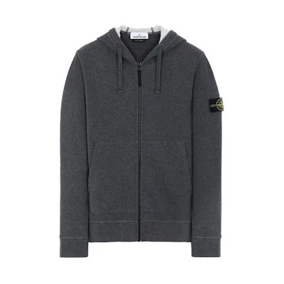 Stone Island Solid Color Hoodie Zip-Up Jacket - Dark Gray 761564251-V0M67