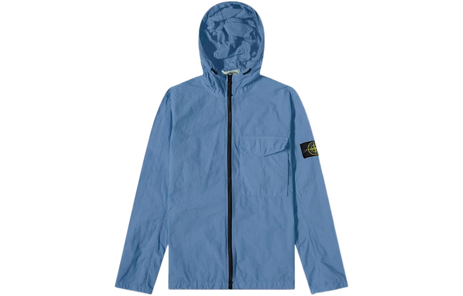 Stone Island Solid Color Logo Badge Hoodie Jacket Men’s Smog Blue 761512402-V0046