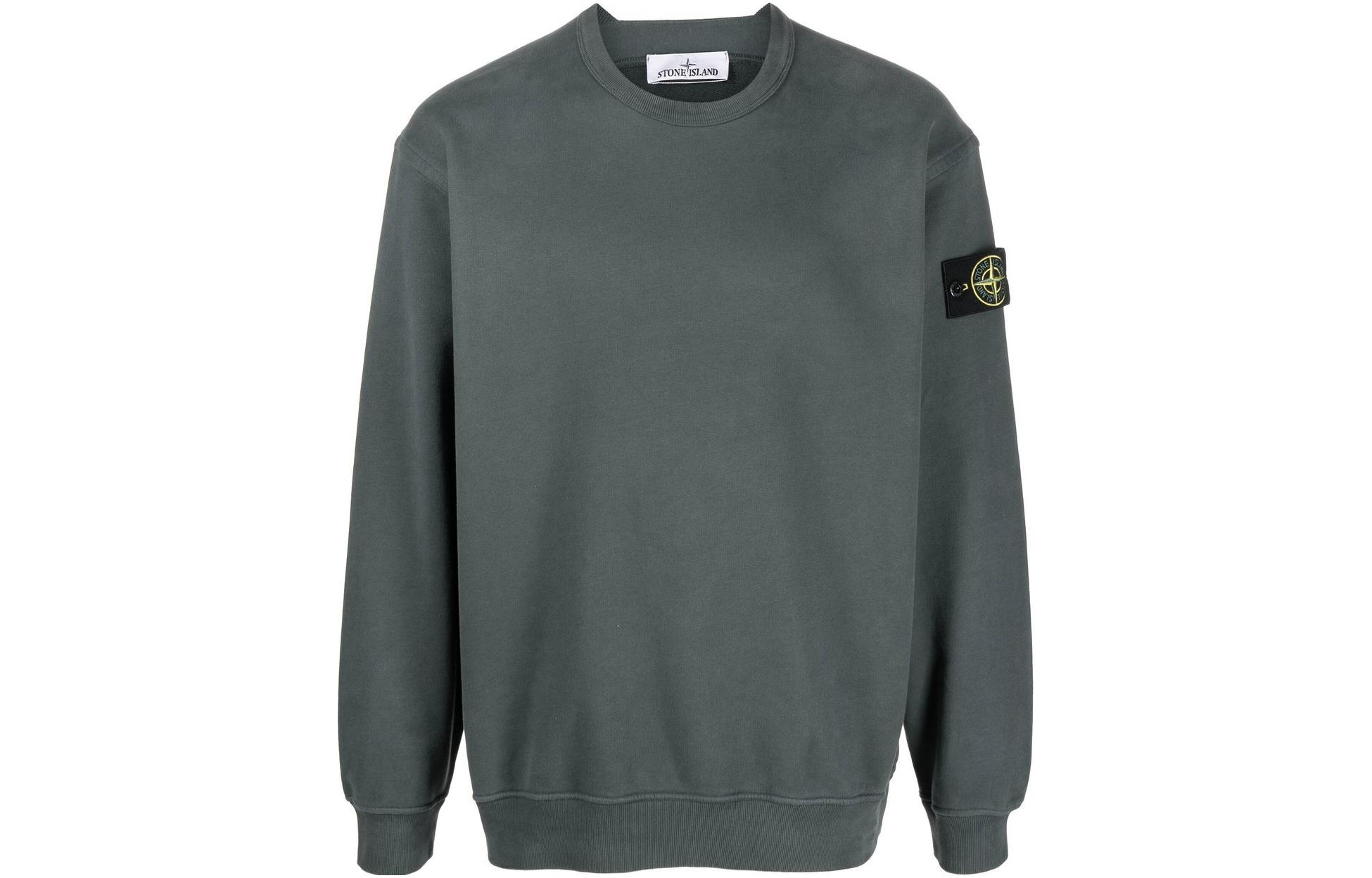 Stone Island Solid Color Logo Crewneck Sweatshirt Petrol Blue 771561720-V0057