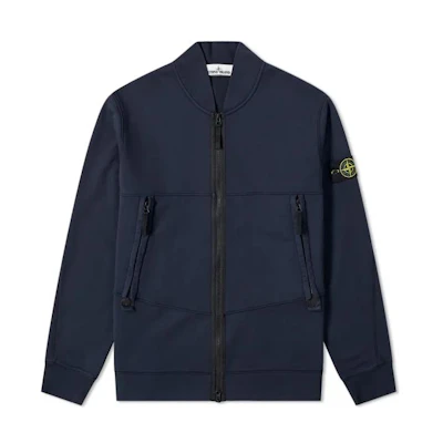 Stone Island Solid Color Logo High-Neck Zip Jacket Blue 741560351-V0020