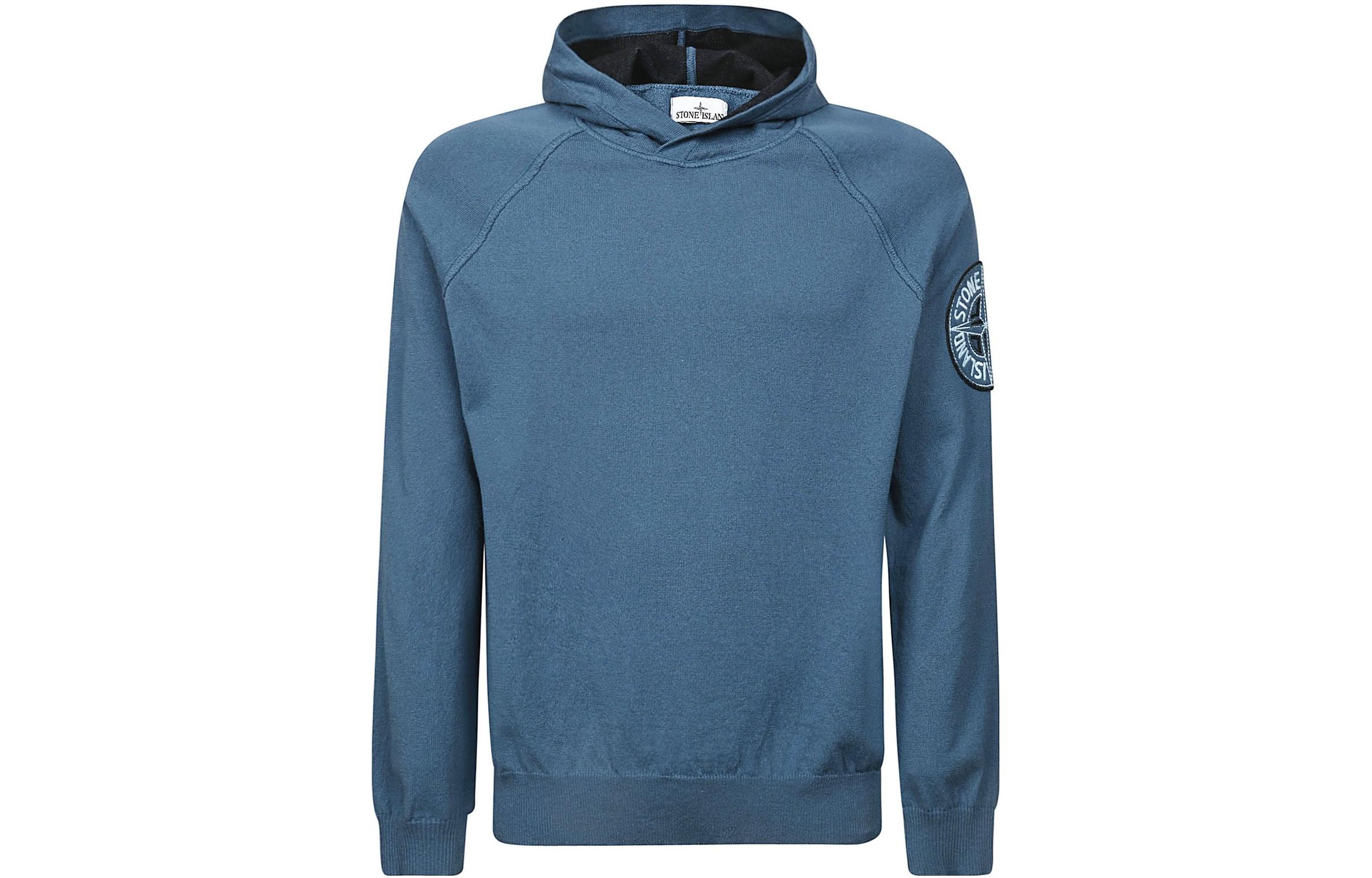 Stone Island Solid Color Logo Hoodie Men’s Blue 7815512B7-V0024