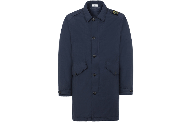 Stone Island Solid Color Logo Mid-Length Collar Jacket Navy Blue Men’s 731570432-V0028