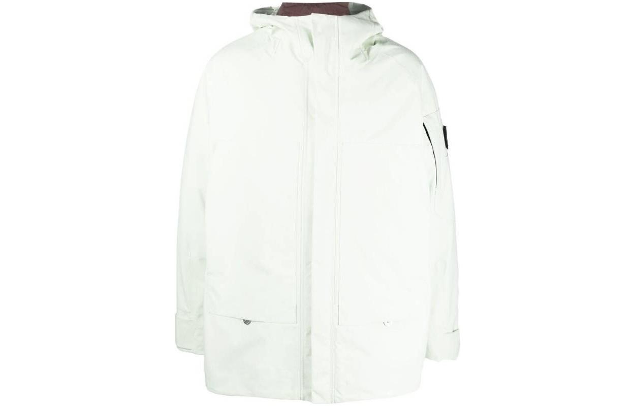 Stone Island Solid Color Logo Patch Hooded Jacket for Men 771940220-V2052