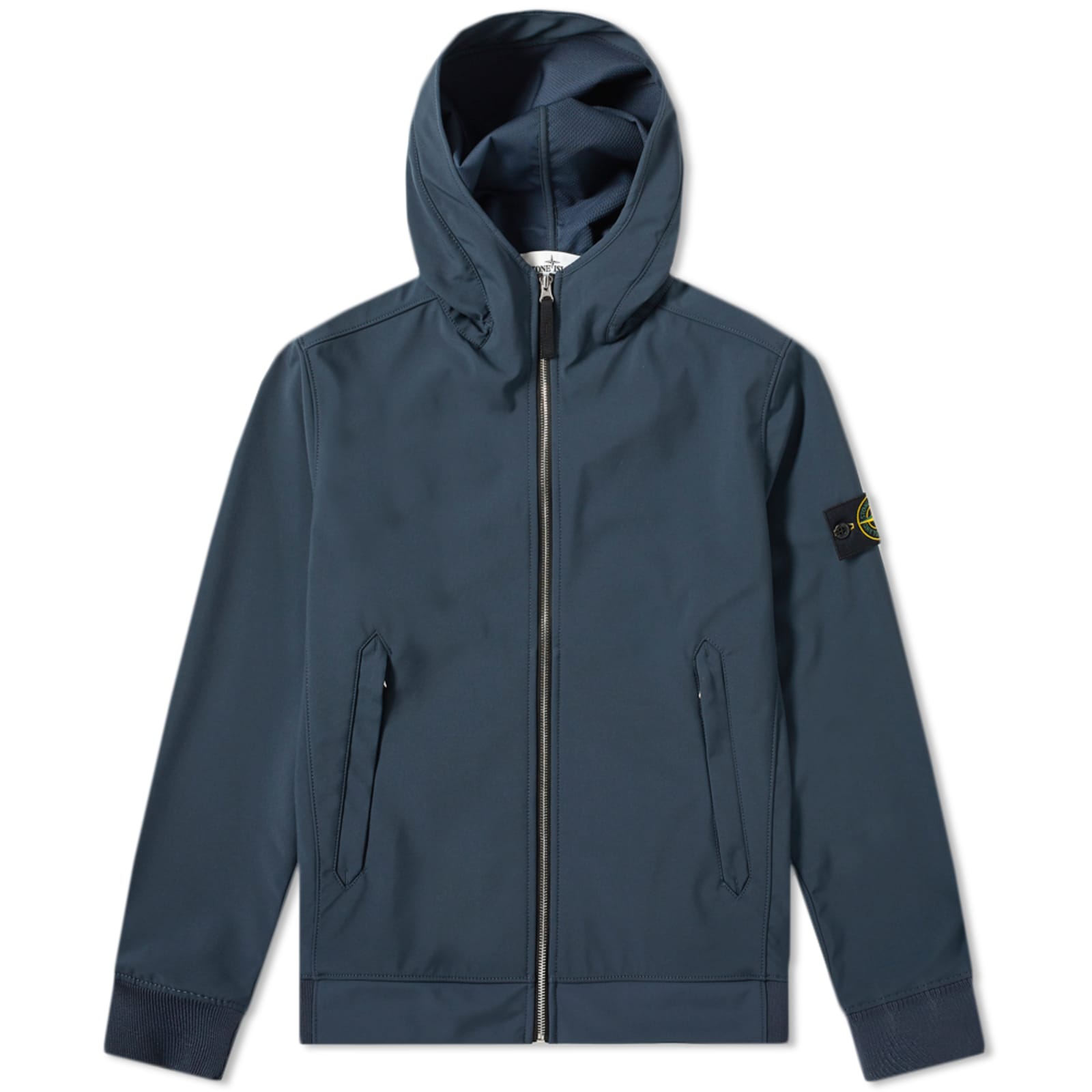 Stone Island Solid Color Logo Patch Hooded Zip Jacket Men’s Deep Blue 721540927-V0028