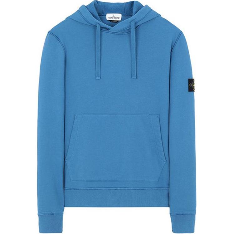 Stone Island Solid Color Logo Patch Hoodie Blue Sweatshirt 731564120-V0043
