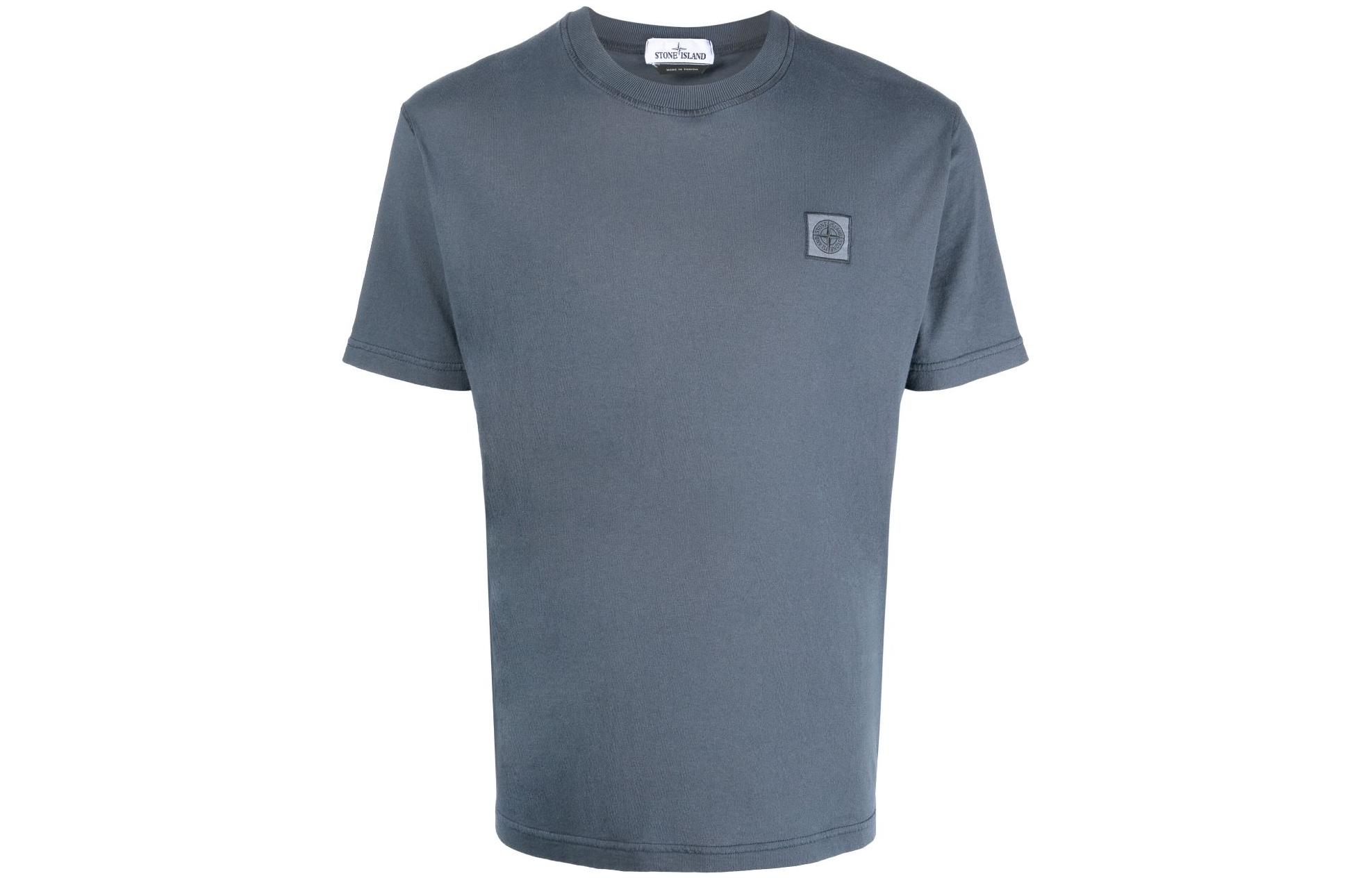STONE ISLAND Solid Color Logo Patch T-Shirt Gray Blue 761523757-V0024